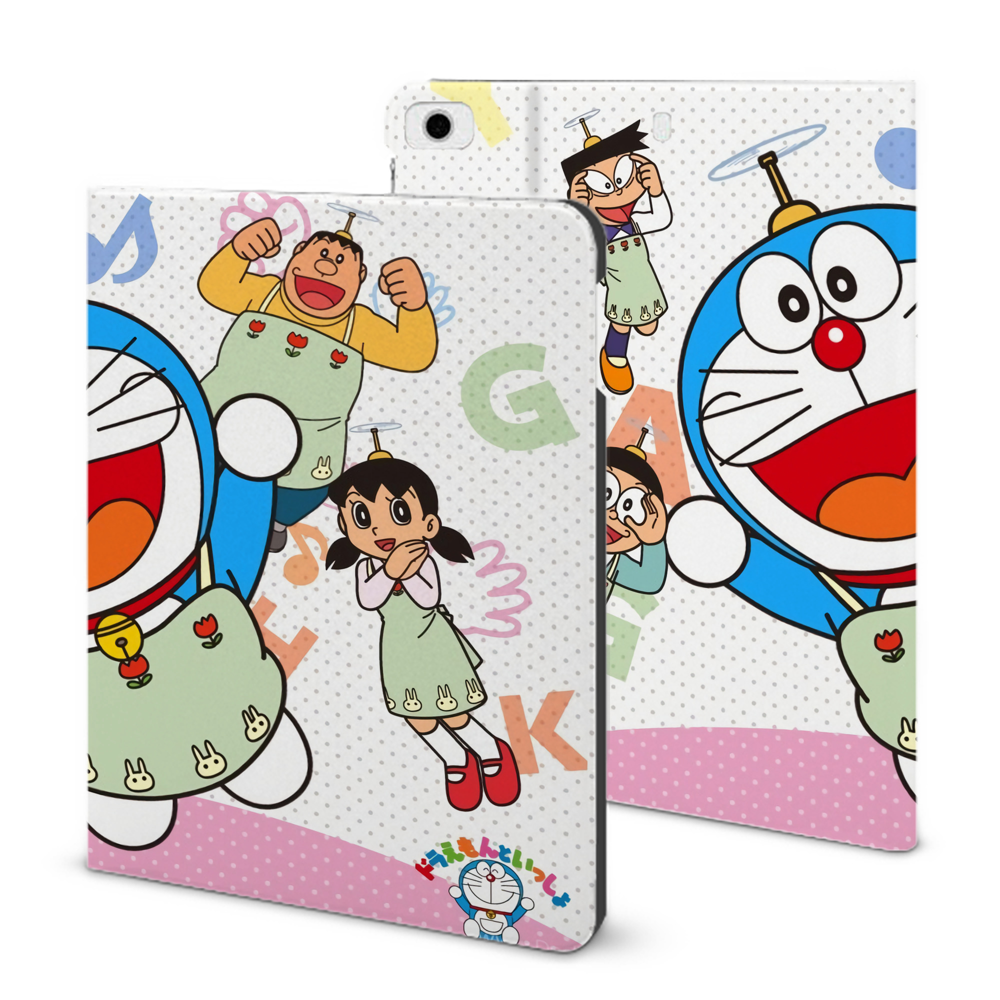 （画像用） ドラえもん Doraemon IPad ケース ブック型 PUレザー TPU 耐衝撃 軽量 薄型 ペン収納なし 全面保護 IPad 各モデル対応